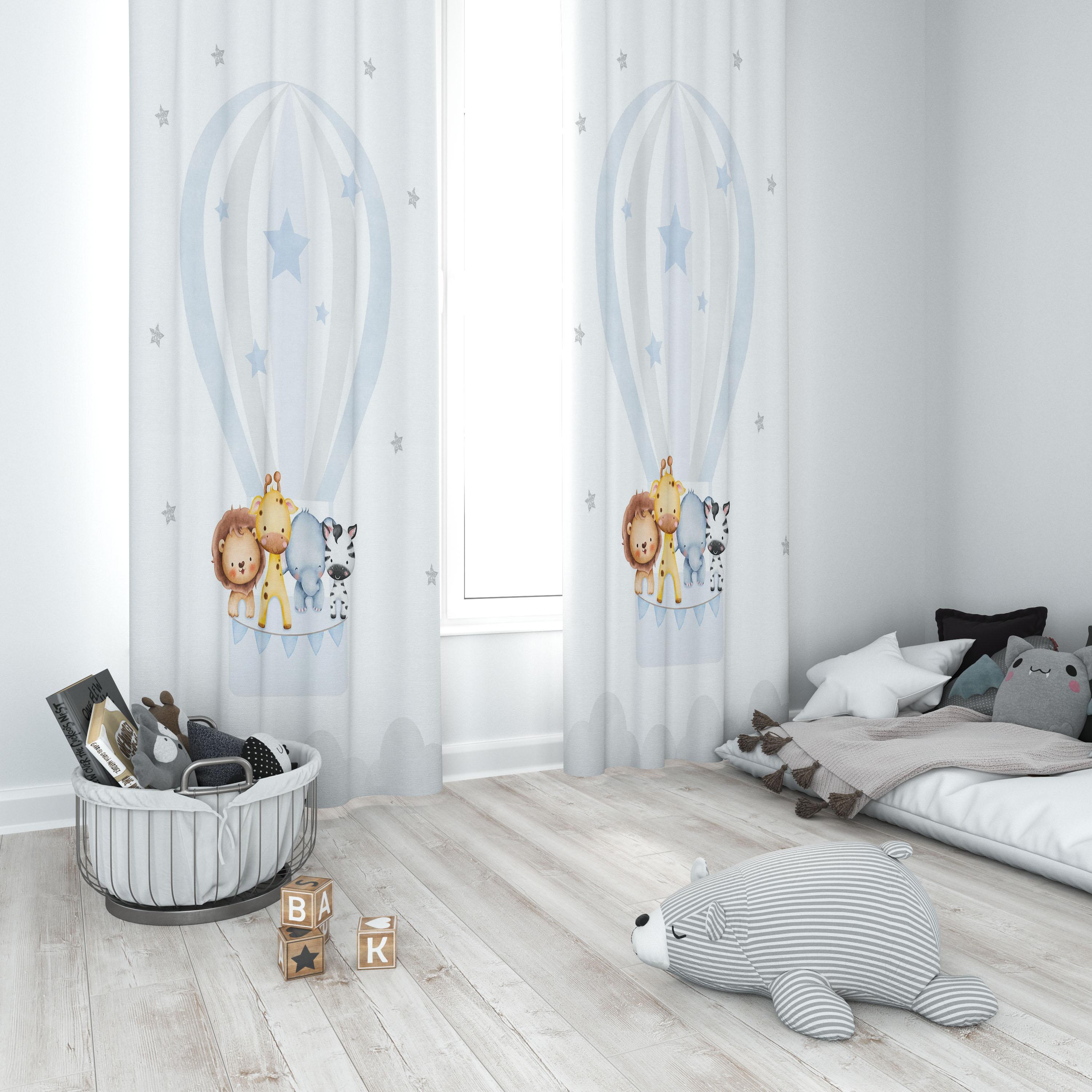 Minibabyrooms Uçan Balon ve Hayvanlar Temalı Fon Perde