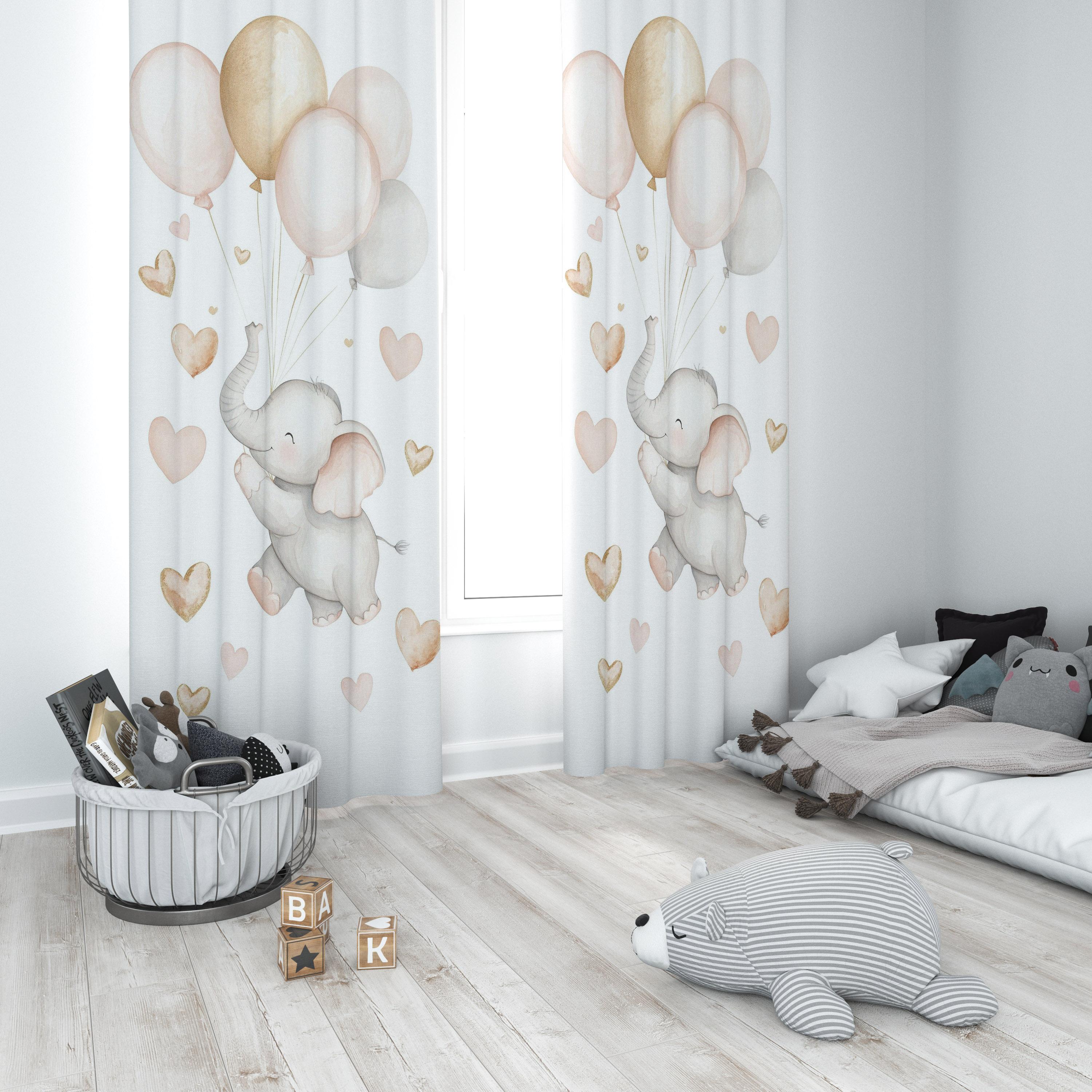 Minibabyrooms Fil ve Balonlar Temalı Fon Perde