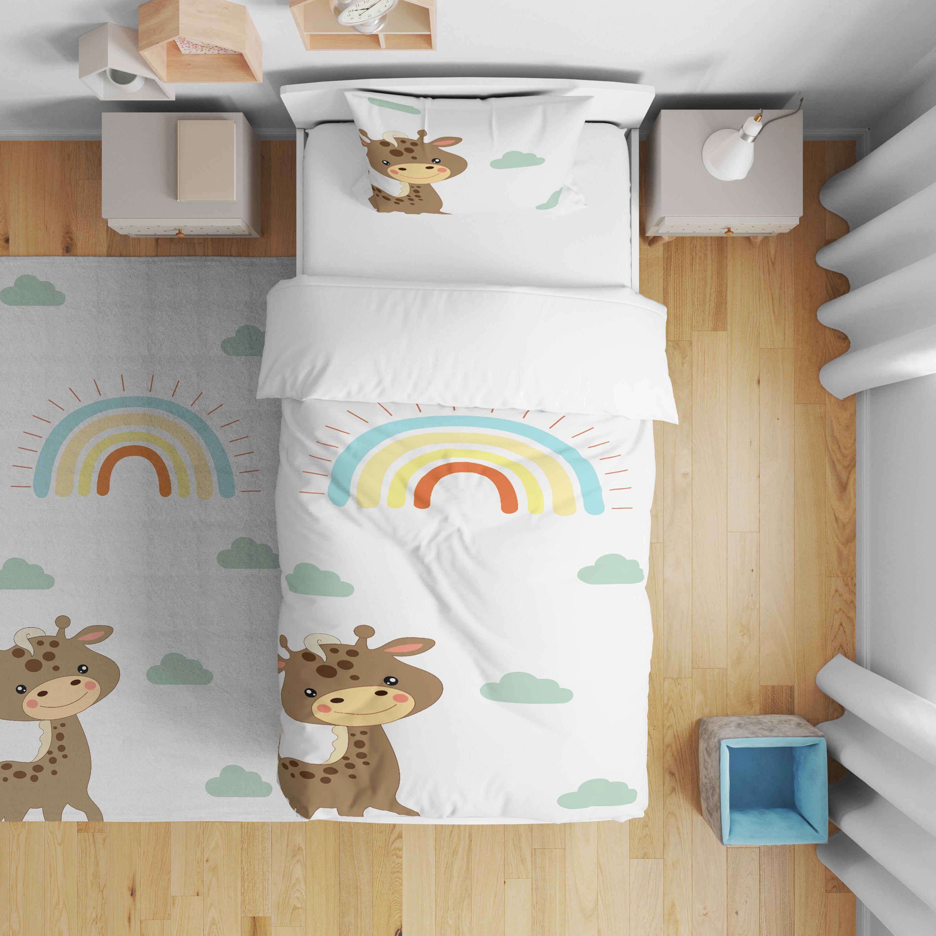 Minibabyrooms Gökkuşağı ve Zürafa Desenli Nevresim Takımı