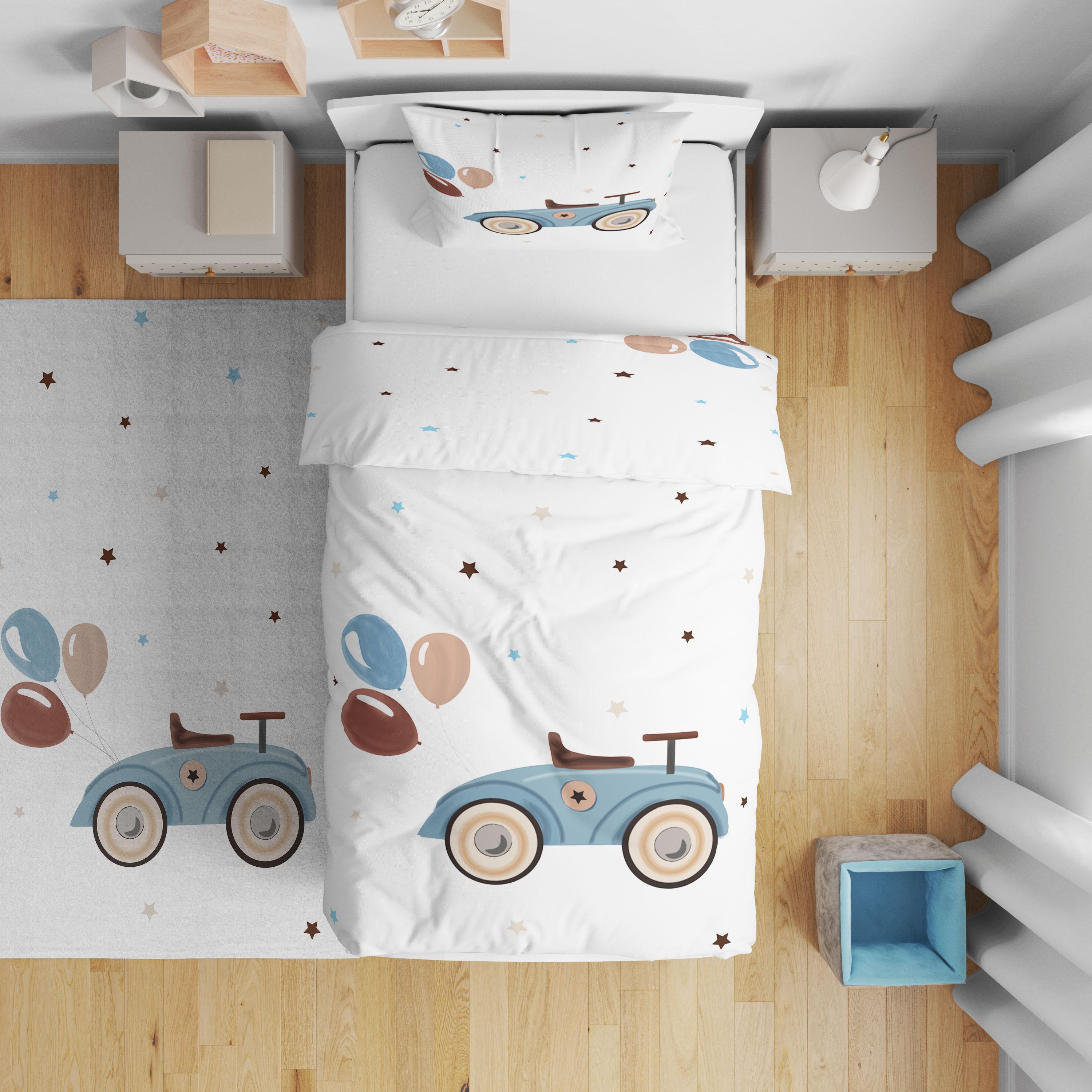 Minibabyrooms  Klasik Araba ve Bolonlar Desenli Nevresim Takımı