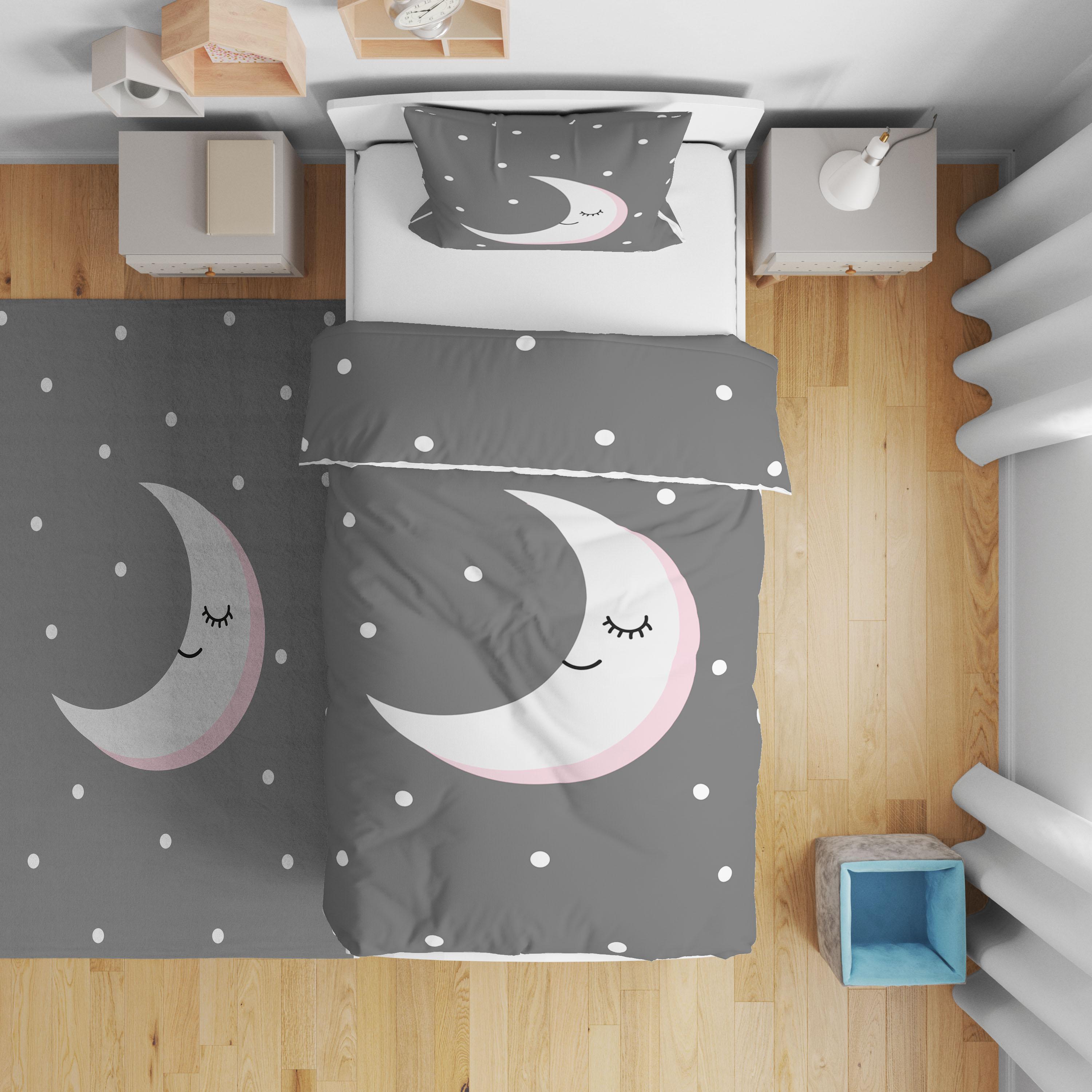 Minibabyrooms  Gri Ay ve Yıldızlar Desenli Nevresim Takımı