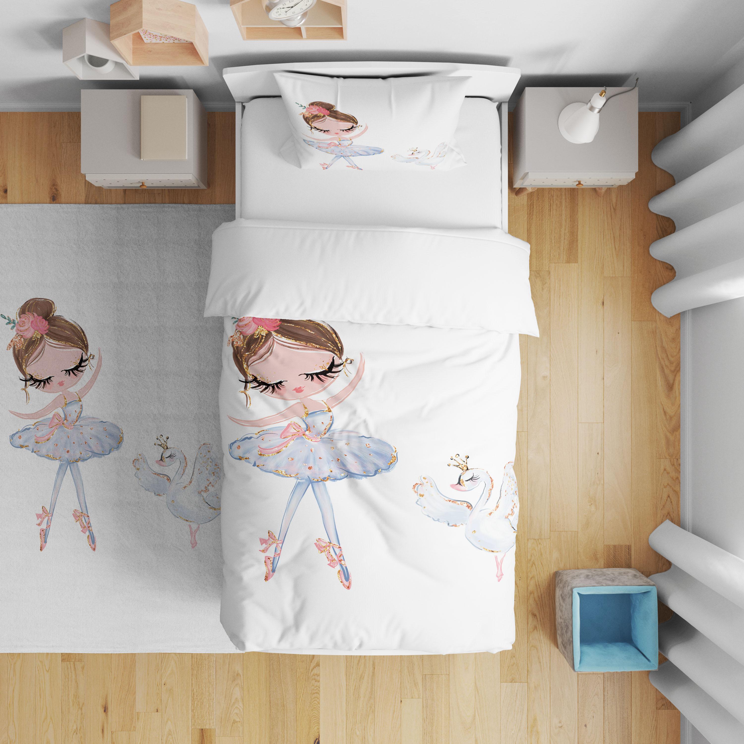 Minibabyrooms  Prenses ve Kuğu Desenli Nevresim Takımı