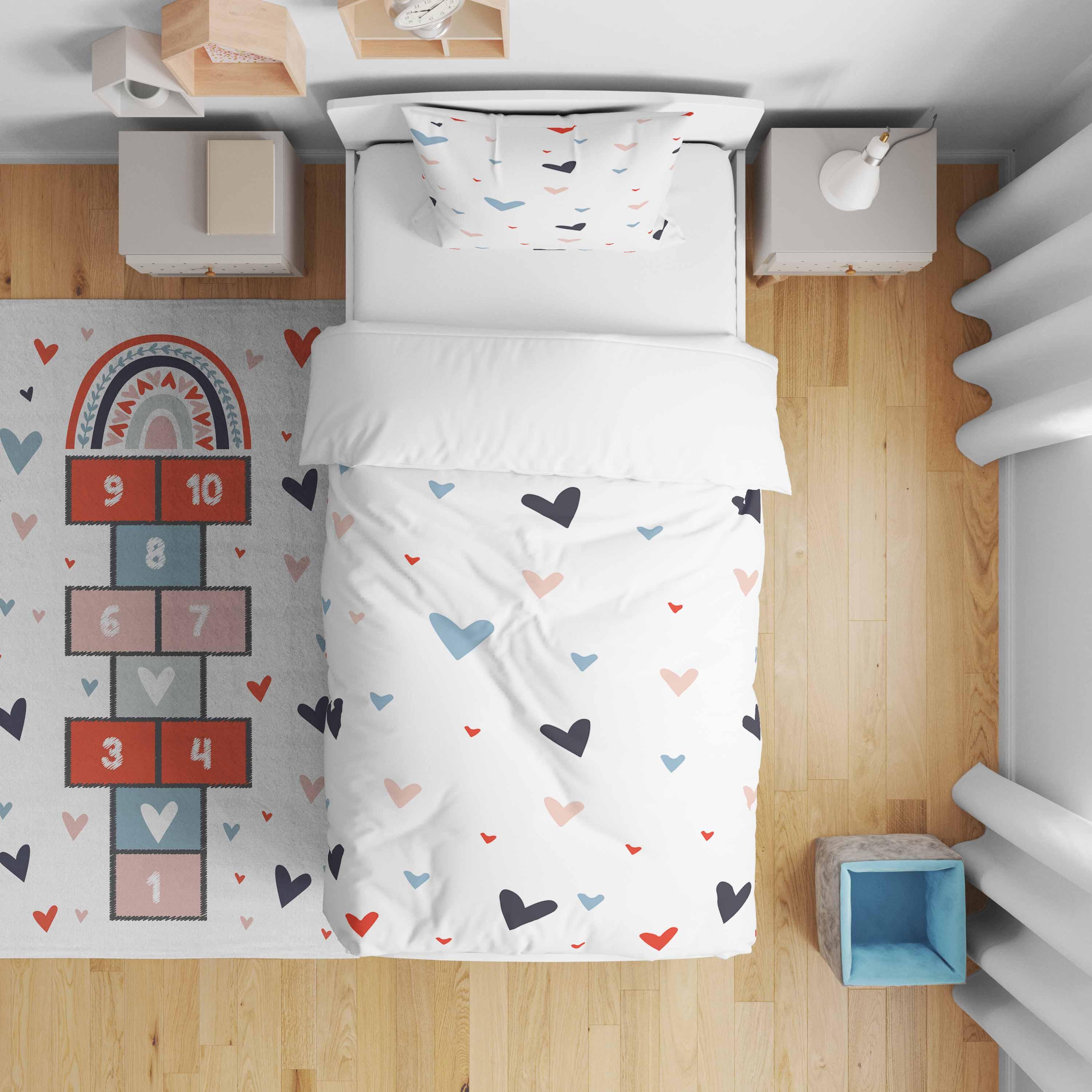 Minibabyrooms   Seksek ve Renkli Kalplar Desenli Nevresim Takımı