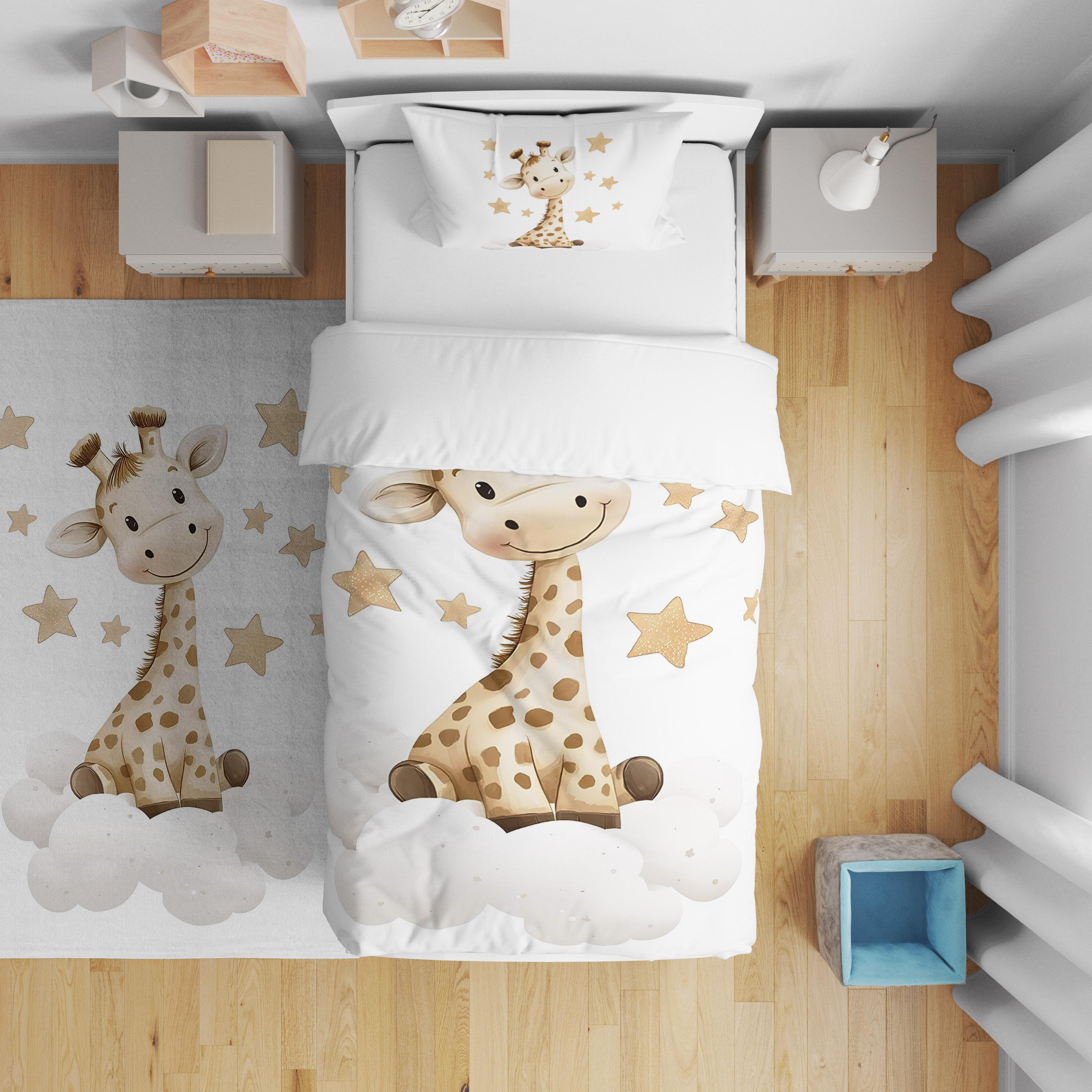 Minibabyrooms  Sevimli Zürafa Desenli Nevresim Takımı