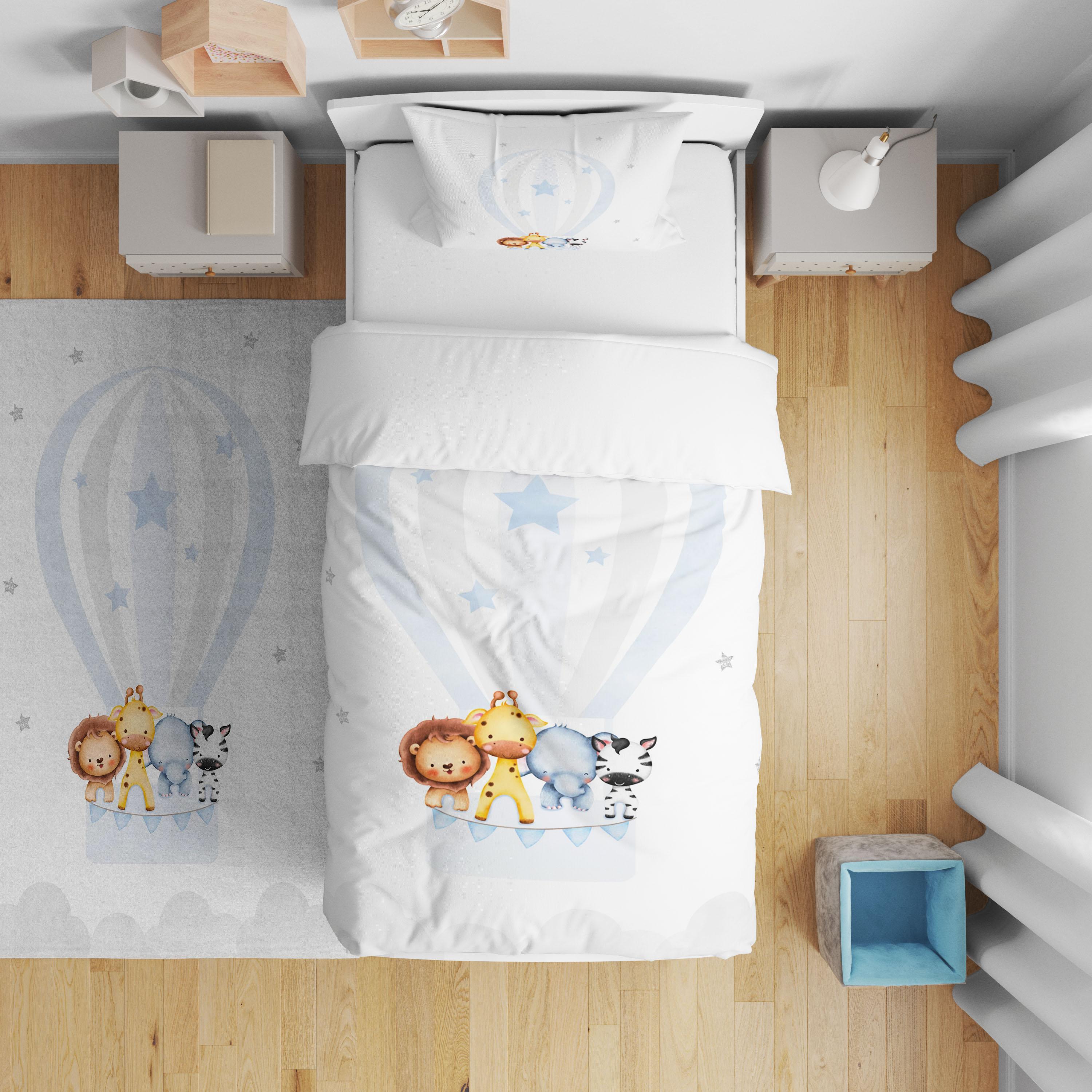 Minibabyrooms   Uçan Balon ve Hayvanlar Desenli Nevresim Takımı
