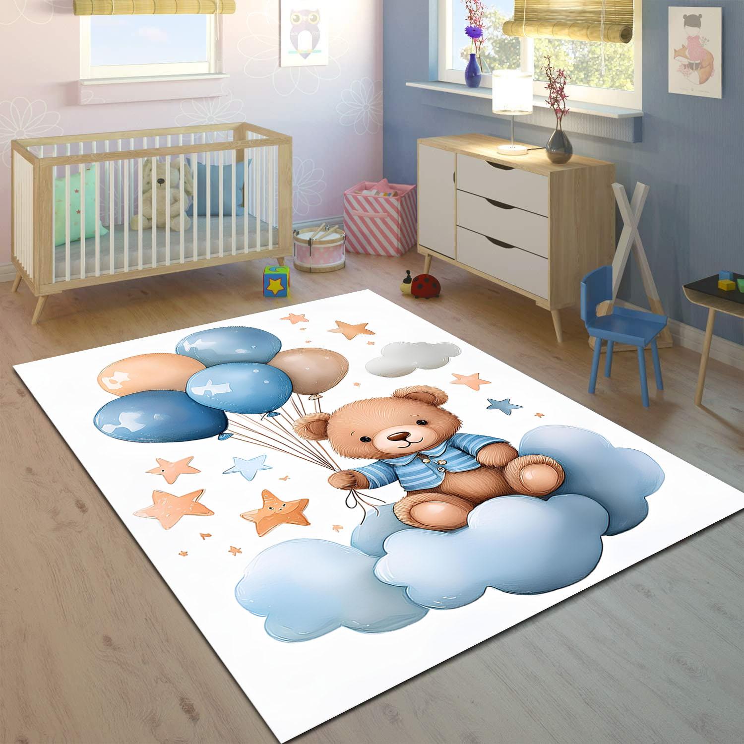 Minibabyrooms  Ayıcık ve Balonlar Desenli Çocuk Odası Halısı