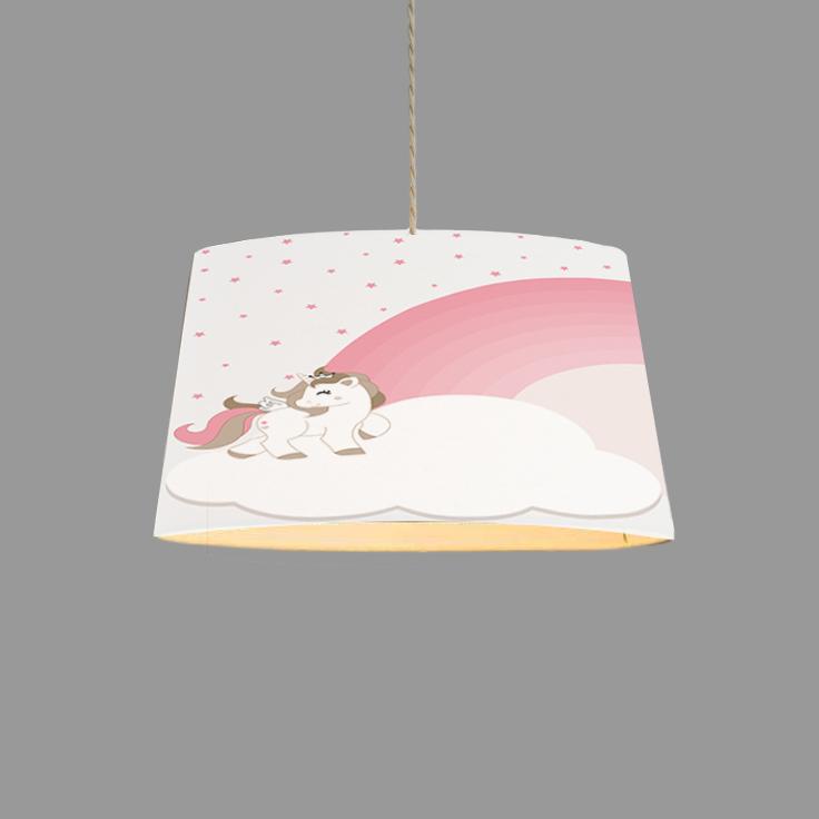 Minibabyroom Pembe Unicorn ve Gökkuşağı Temalı Çocuk Odası Sarkıt Avize