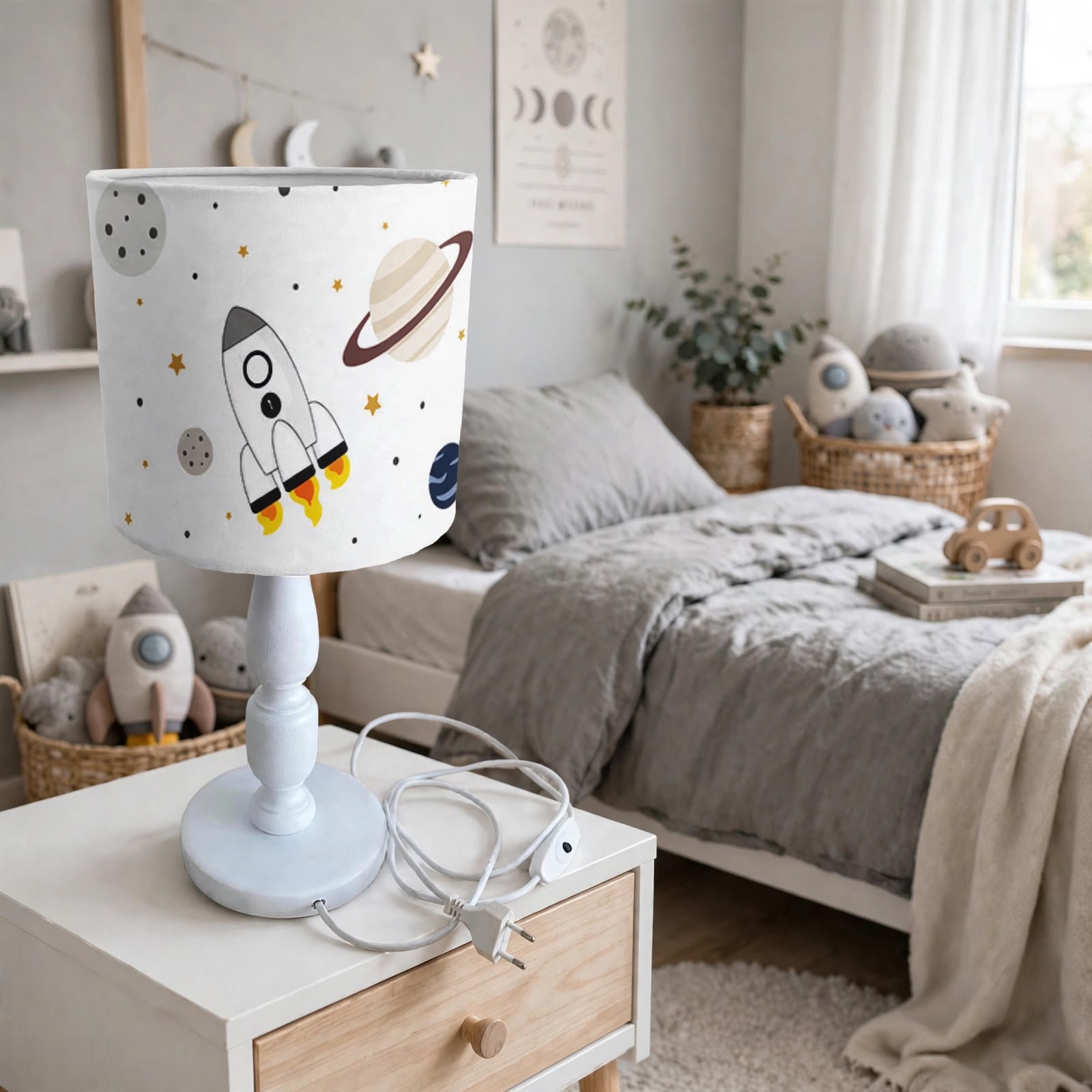 Minibabyrooms Uzay ve Gezegenler Ahşap Oyma Ayak Abajur