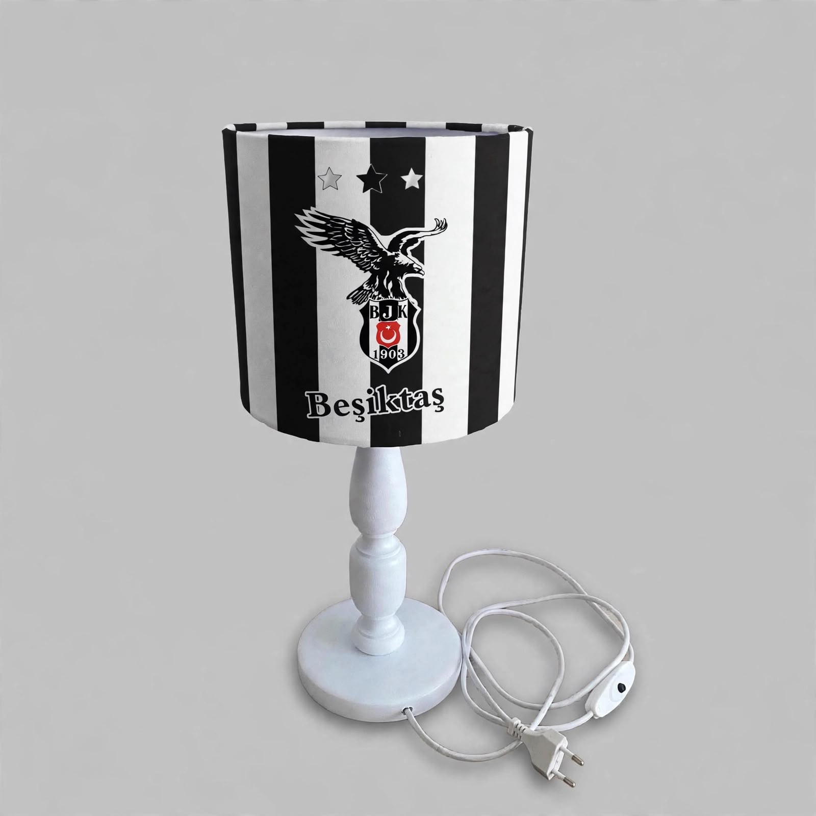 Minibabyrooms Beşiktaş Desenli Ahşap Oyma Ayak Abajur