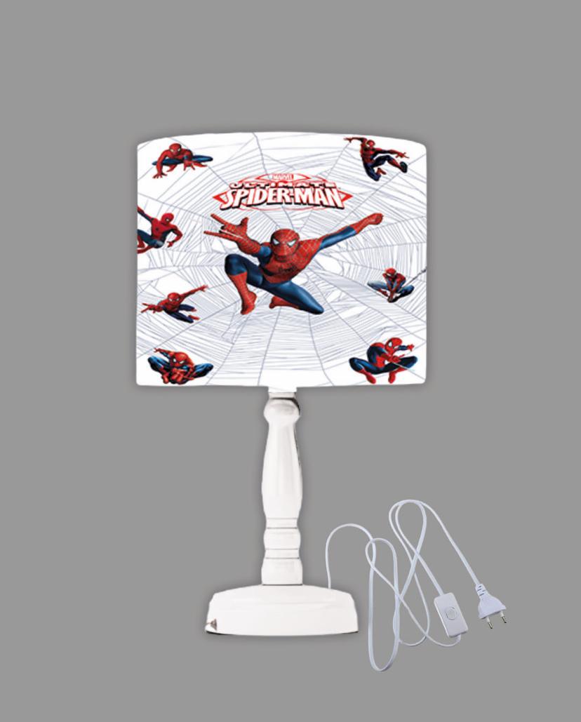 Minibabyrooms Spiderman Desenli Ahşap Oyma Ayak Abajur