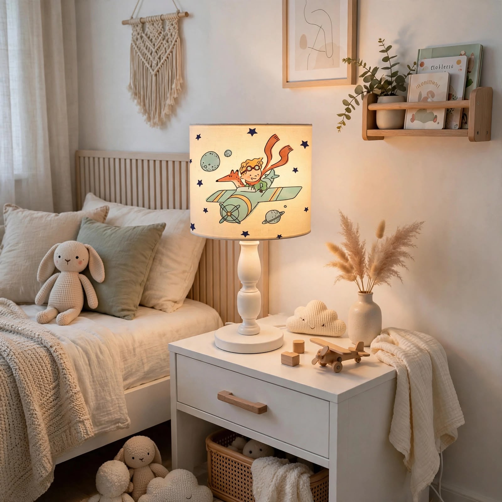 Minibabyrooms Küçük Prens Desenli Ahşap Oyma Ayak Abajur