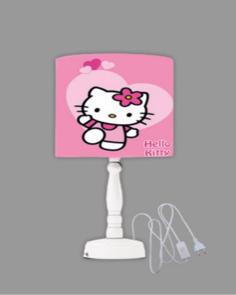 Minibabyrooms Hello Kitty Desenli Ahşap Oyma Ayak Abajur