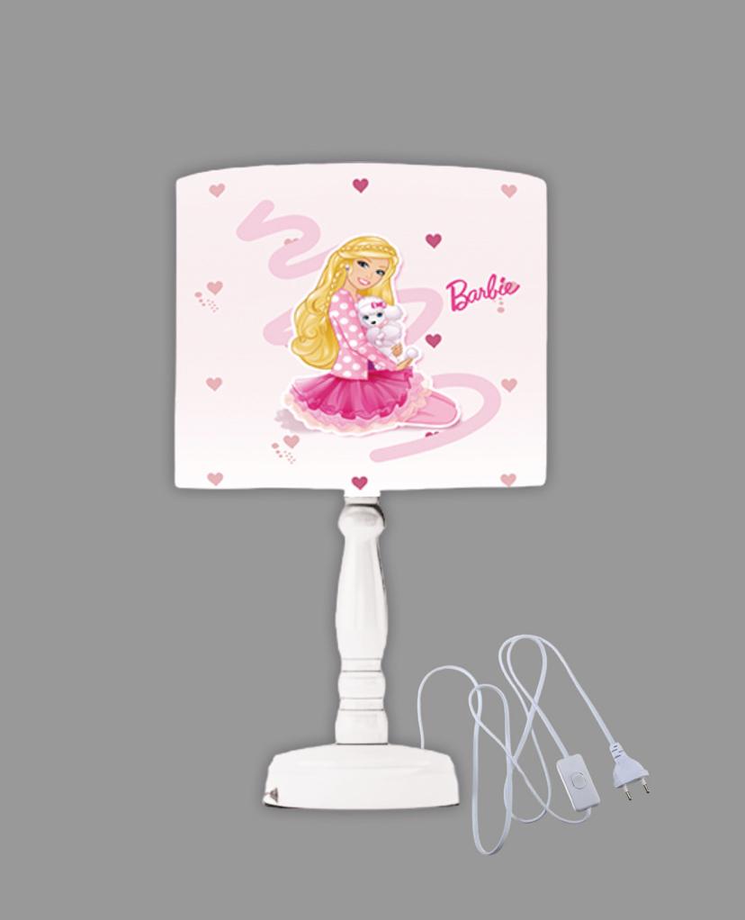 Minibabyrooms Barbie Desenli Ahşap Oyma Ayak Abajur