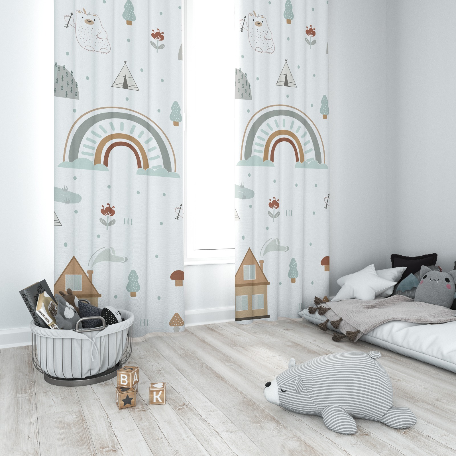 Minibabyrooms Gökkuşağı Temalı Fon Perde