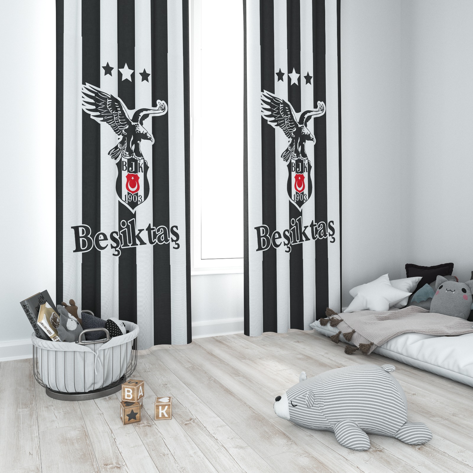 Minibabyrooms Beşiktaş Temalı Fon Perde