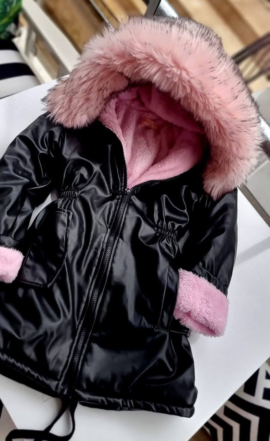 Kış Gözdesi Su Geçirmez Tam Kalıplı Polarlı  Kız Çocuk Montu