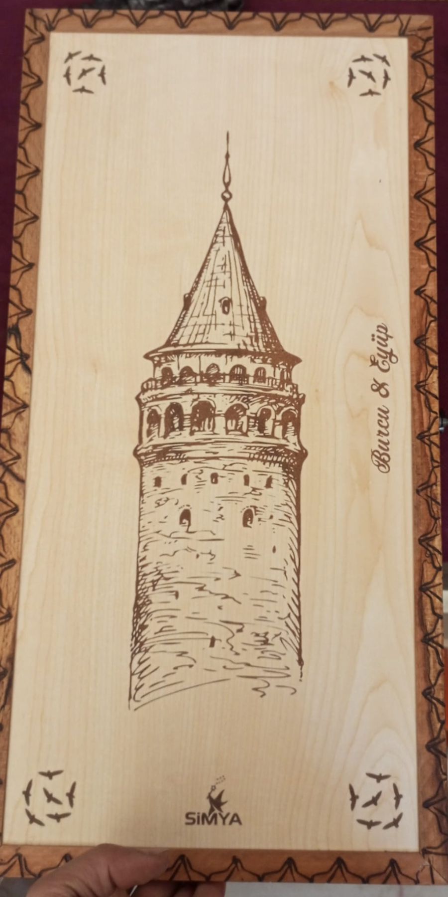 Simya Model Galata Kulesi El İşi Yakma Tavla