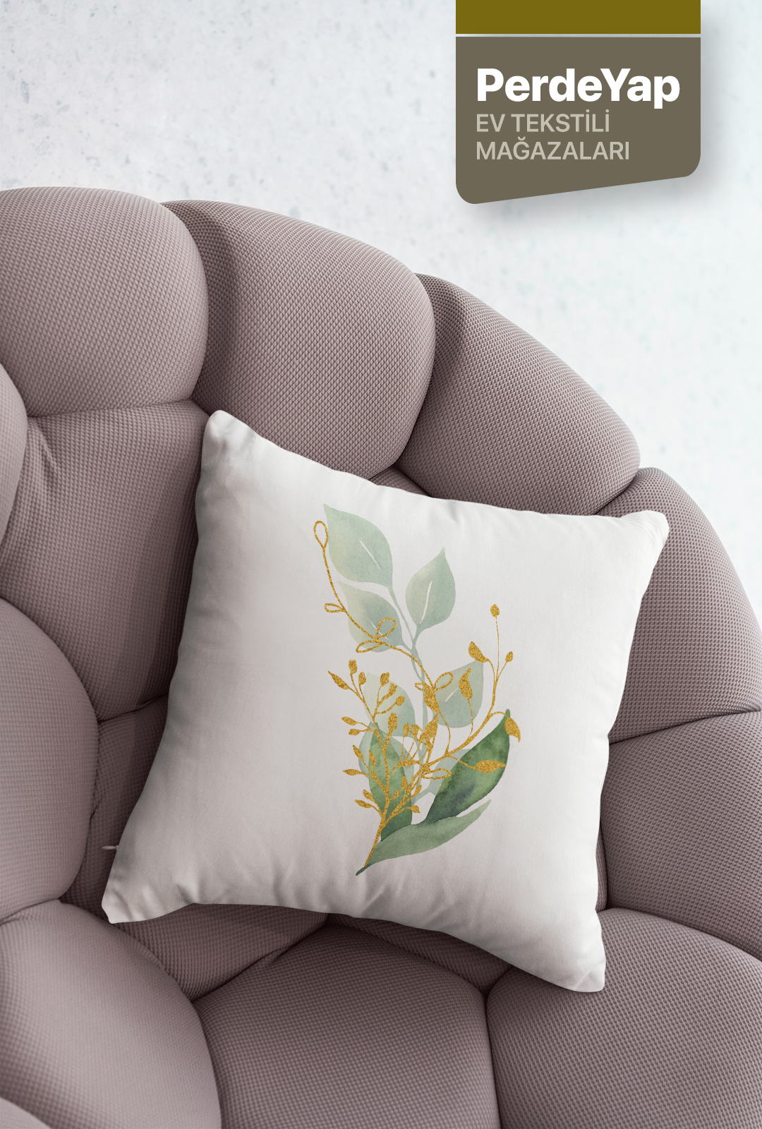 Sade Modern Tasarımlı Yeşil Yapraklar Desenli 4lü Dijital Baskılı Kırlent Yastık Kılıfı 43x43 Cm 005