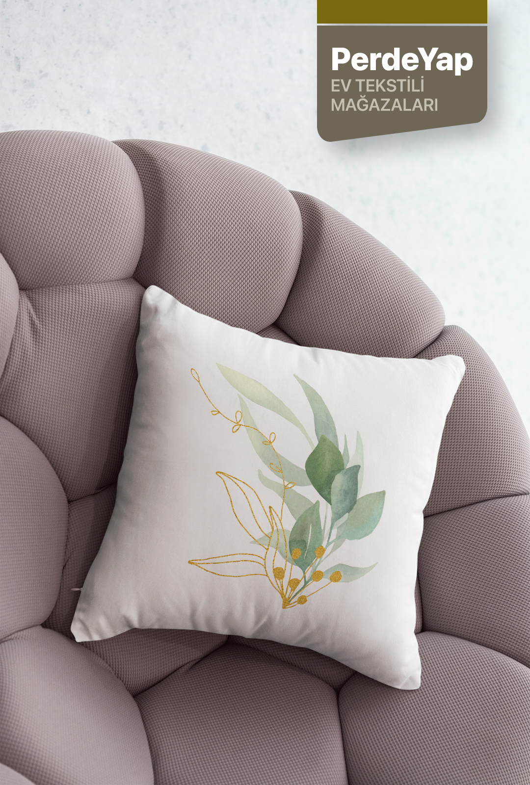 Sade Modern Tasarımlı Yeşil Yapraklar Desenli 4lü Dijital Baskılı Kırlent Yastık Kılıfı 43x43 Cm 005