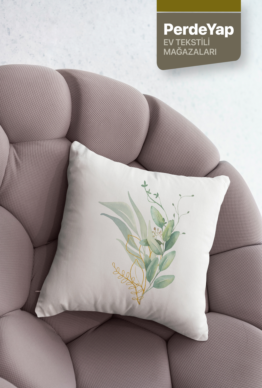 Sade Modern Tasarımlı Yeşil Yapraklar Desenli 4lü Dijital Baskılı Kırlent Yastık Kılıfı 43x43 Cm 005