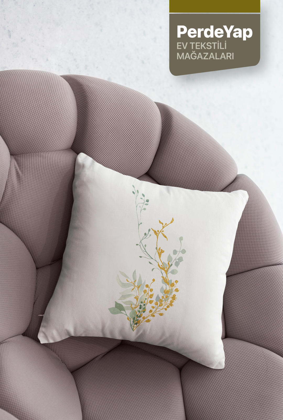 Sade Modern Tasarımlı Yeşil Yapraklar Desenli 4lü Dijital Baskılı Kırlent Yastık Kılıfı 43x43 Cm 005