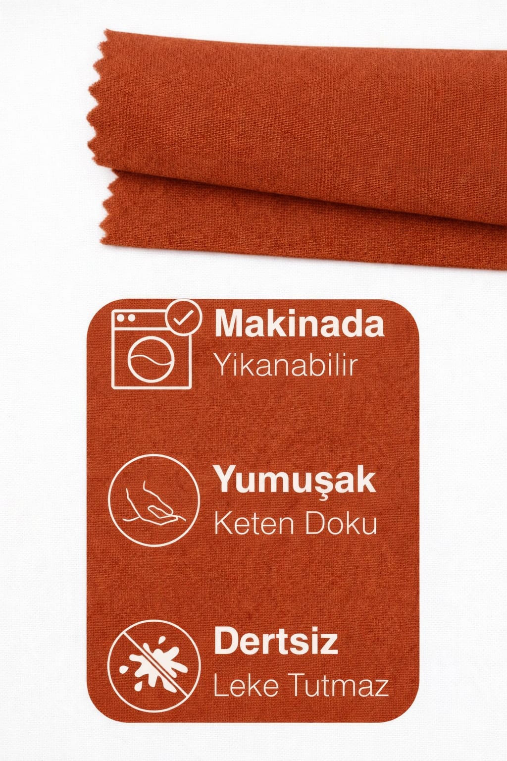 PerdeYap Kiremit Ada Fon Perde Tek Kanat 1/3 Sık Pile