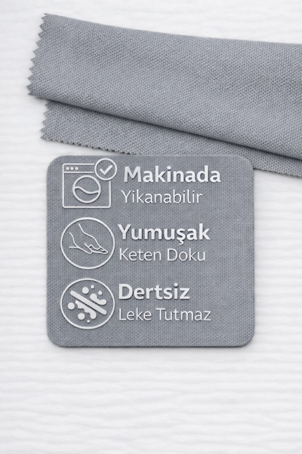 PerdeYap Kadife Dokulu Gri Renk Masa Örtüsü