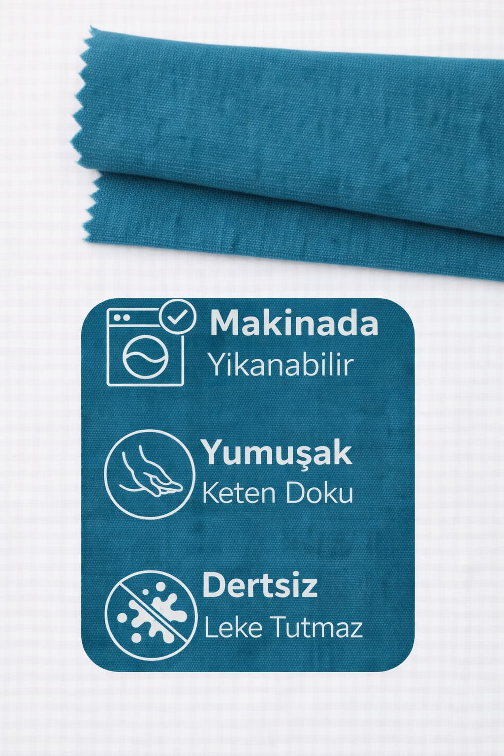 PerdeYap Kadife Dokulu Petrol Renk Masa Örtüsü