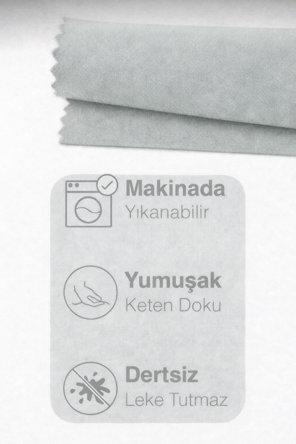 PerdeYap Kadife Dokulu Açık Gri Kırlent Yastık Kılıfı ( 2 Adet )