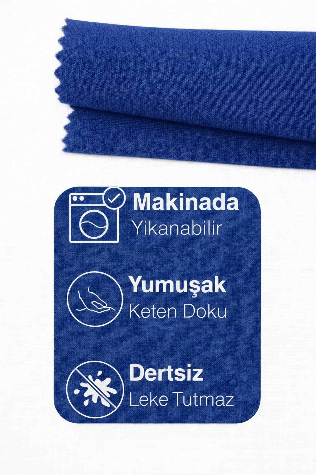 PerdeYap Kadife Dokulu Parlement Mavisi Renk Ada Serisi Runner 40 x 140 cm