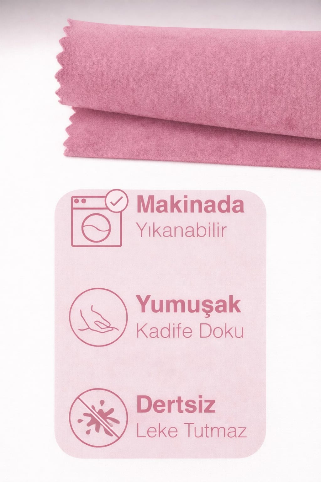 PerdeYap Kadife Dokulu Açık Gülkurusu Renk Masa Örtüsü