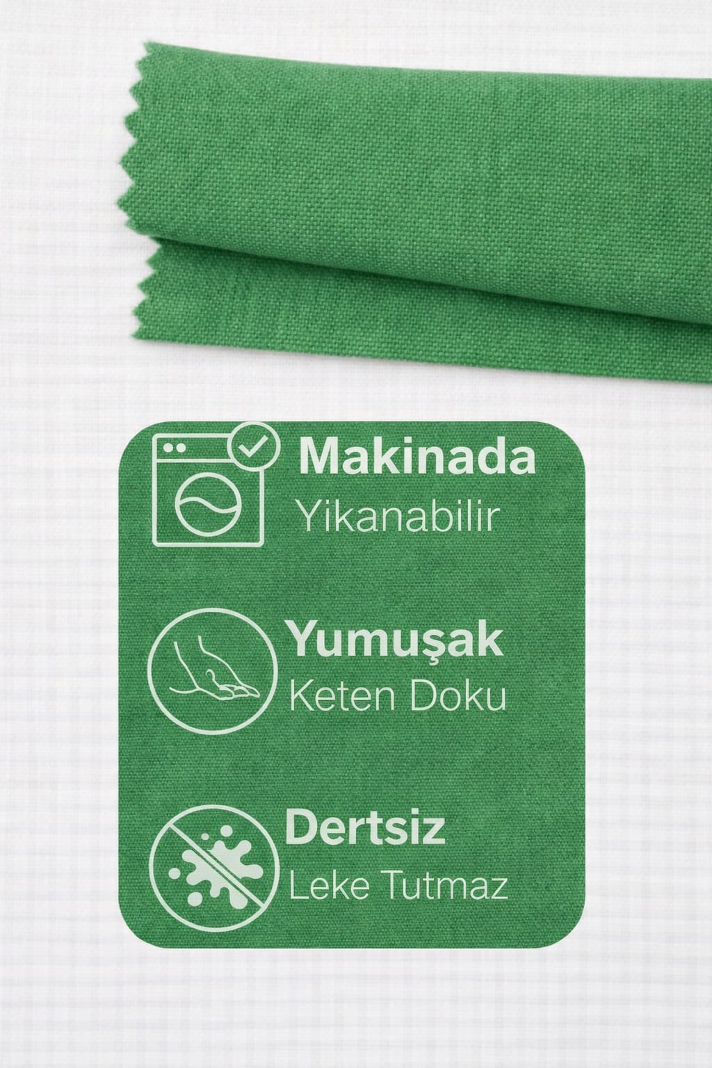 PerdeYap Koyu Yeşil Ada Fon Perde Tek Kanat 1/3 Sık Pile