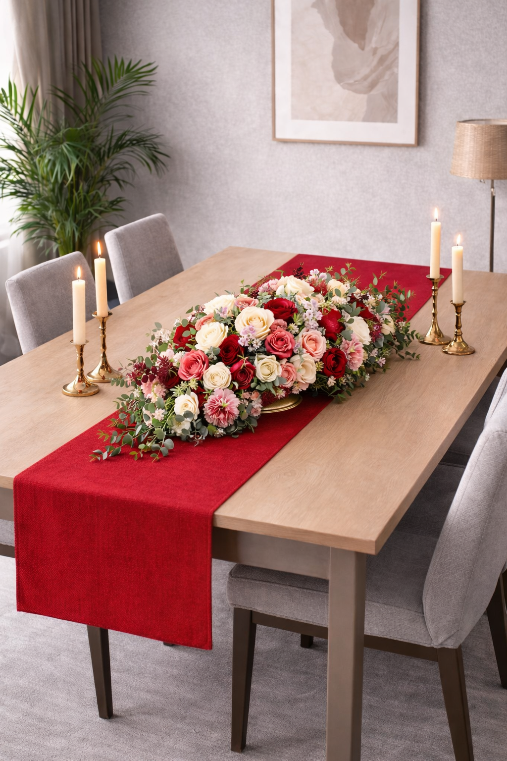PerdeYap Kadife Dokulu Kırmızı Renk Ada Serisi Runner 40 x 140 cm