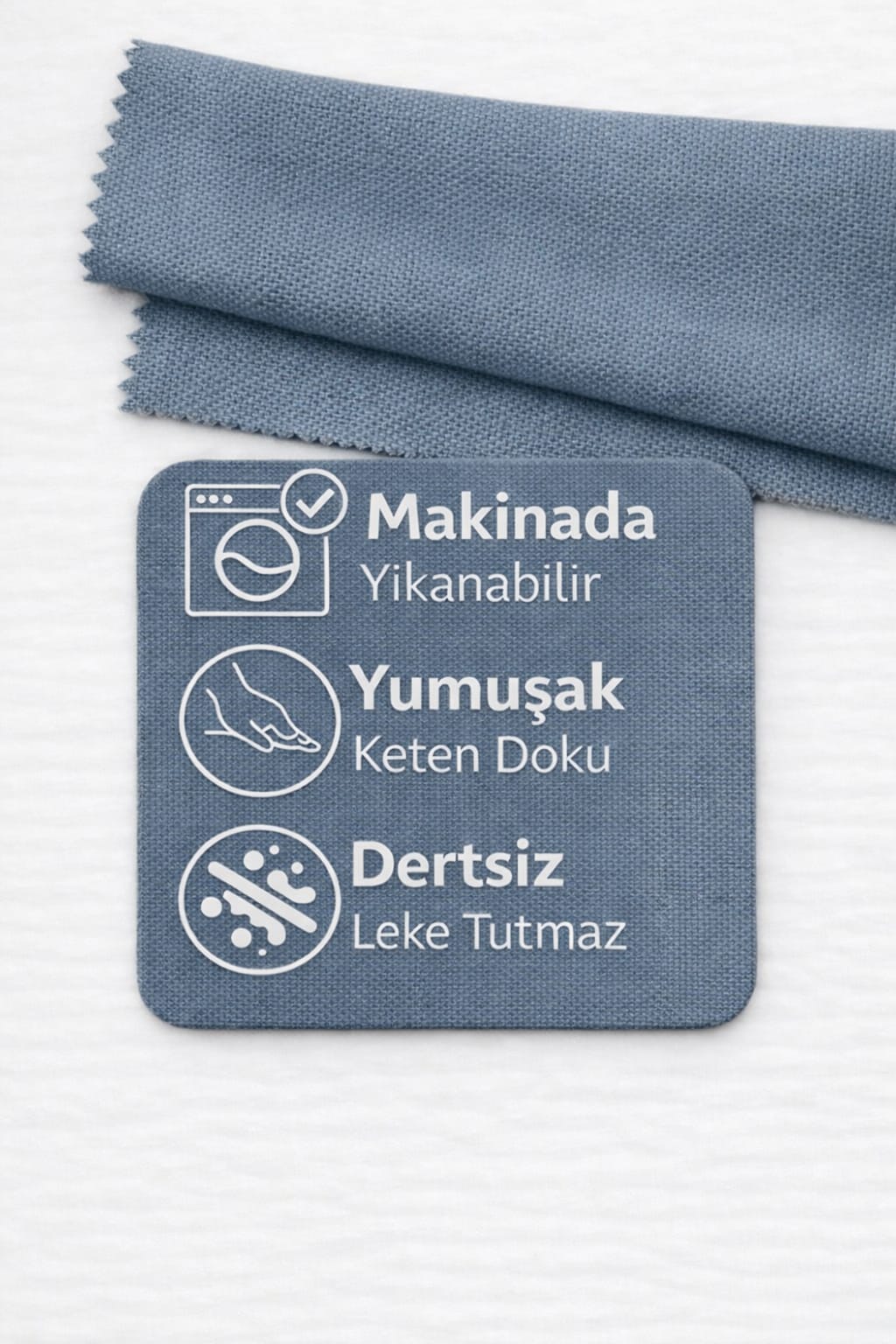 PerdeYap Açık İndigo Ada Fon Perde Tek Kanat 1/3 Sık Pile