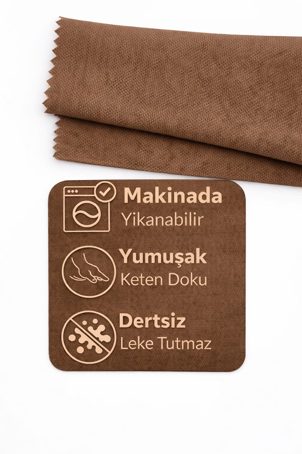 PerdeYap Kahverengi Ada Fon Perde Tek Kanat 1/3 Sık Pile