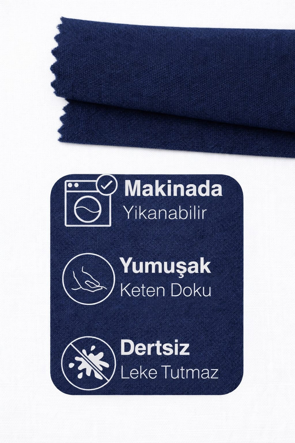 PerdeYap Koyu Lacivert Ada Fon Perde Tek Kanat 1/3 Sık Pile