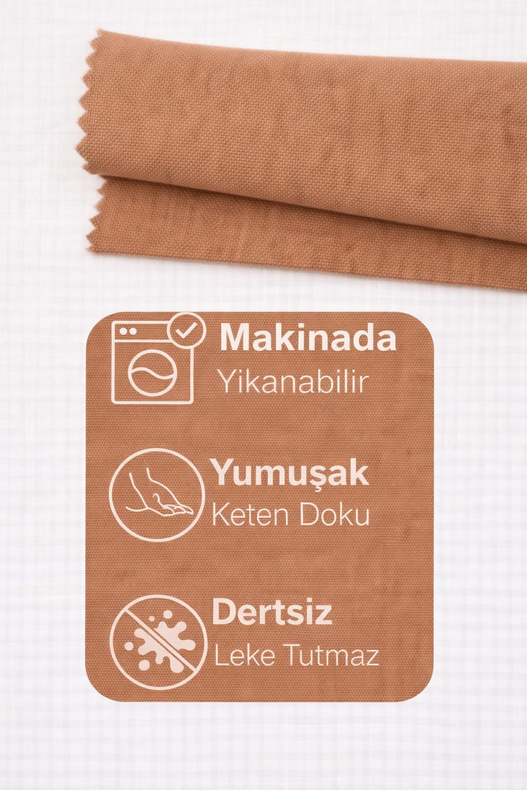 PerdeYap Kakao Rengi Ada Fon Perde Tek Kanat 1/3 Sık Pile