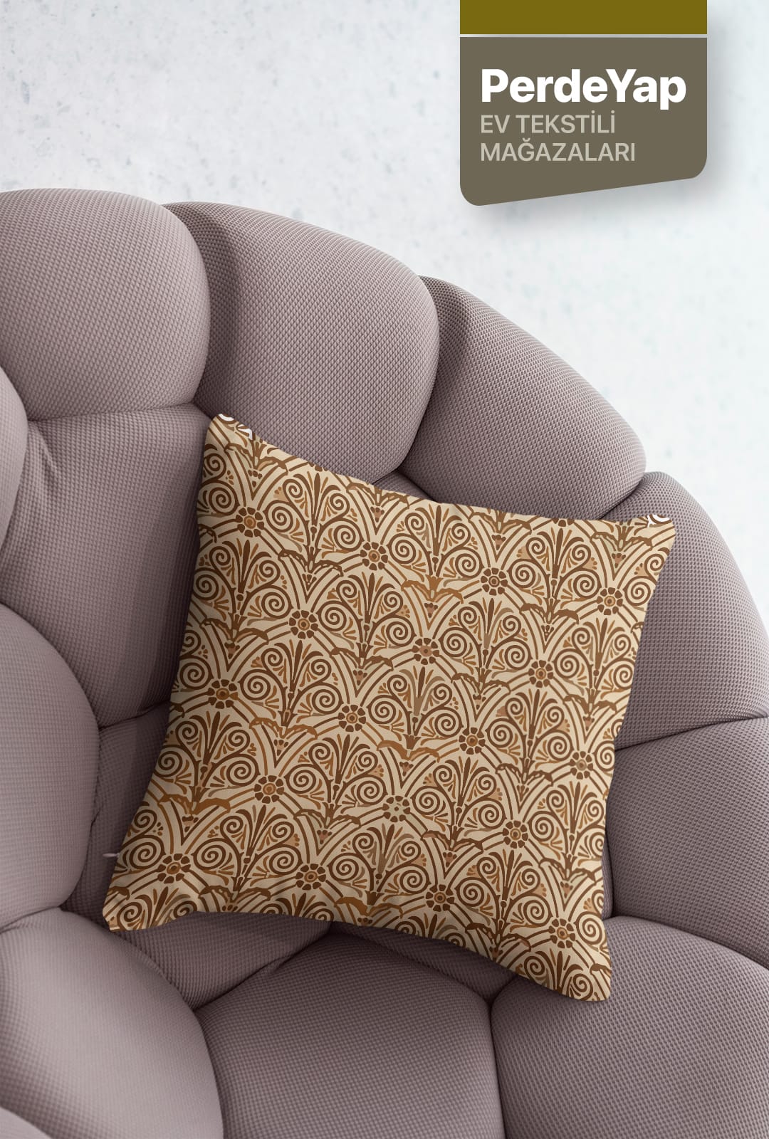 Modern İşlemeli Motifler Desenli 4lü Dijital Baskılı Kırlent Yastık Kılıfı Yeşil-Krem 43x43 Cm 031