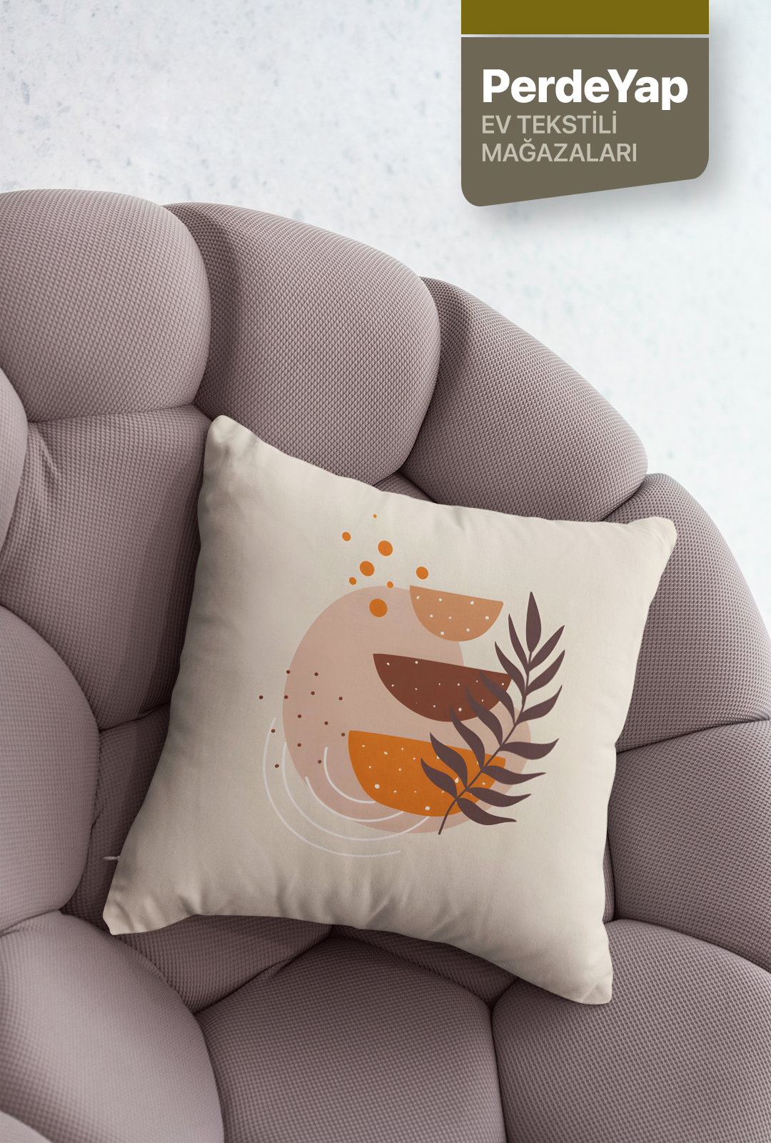 Bohem Duvar Tabloları Yapraklar Desenli 4lü Dijital Baskılı Kırlent Kılıfı 43 x 43 Cm Krem 044