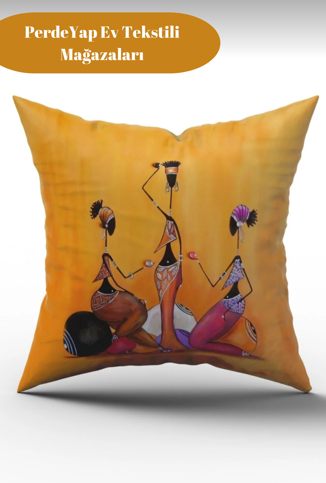 Afrika Etnik Figürlü Modern Tasarım Desenli 4lü Dijital Baskılı Kırlent Kılıfı 43 x 43 Cm 014