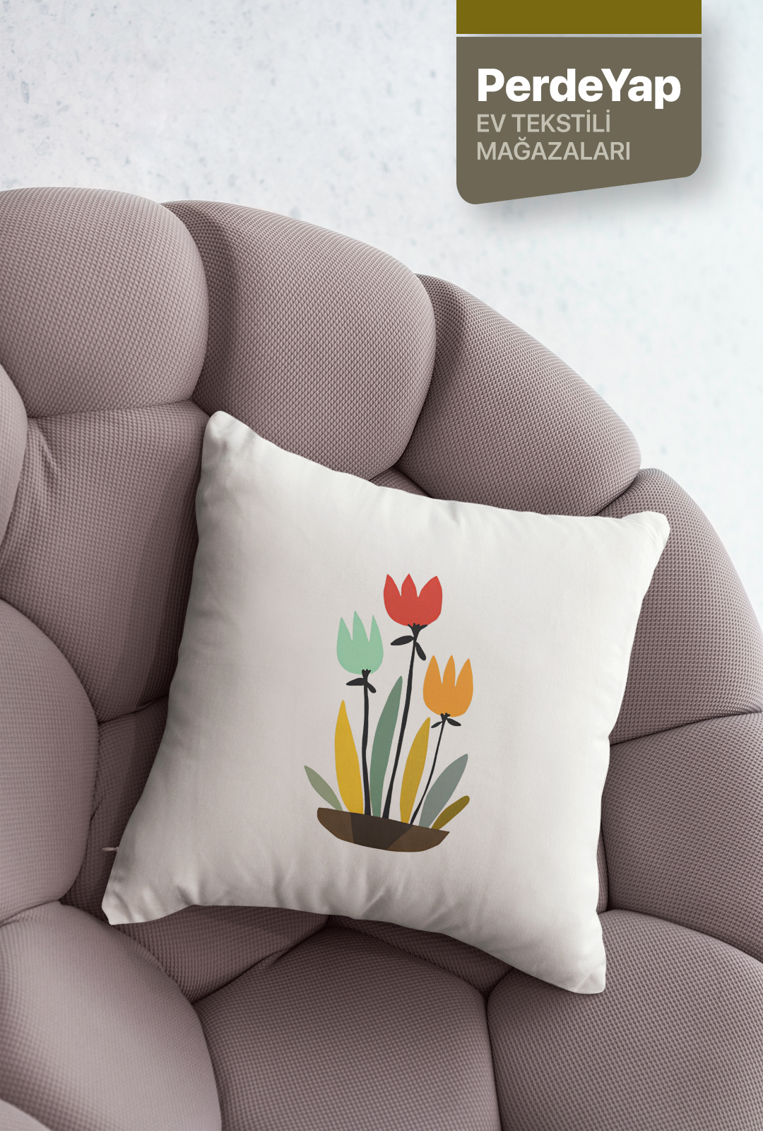 Rengarenk Saksı Çiçekleri Desenli 4lü Dijital Baskılı Kırlent Kılıfı 43 x 43 Cm 046