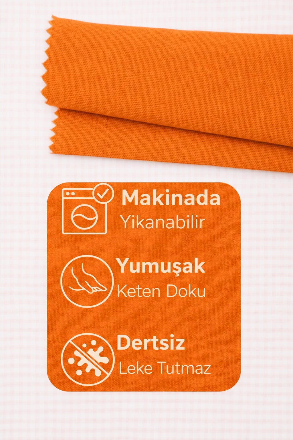 PerdeYap Turuncu Ada Fon Perde Tek Kanat 1/3 Sık Pile