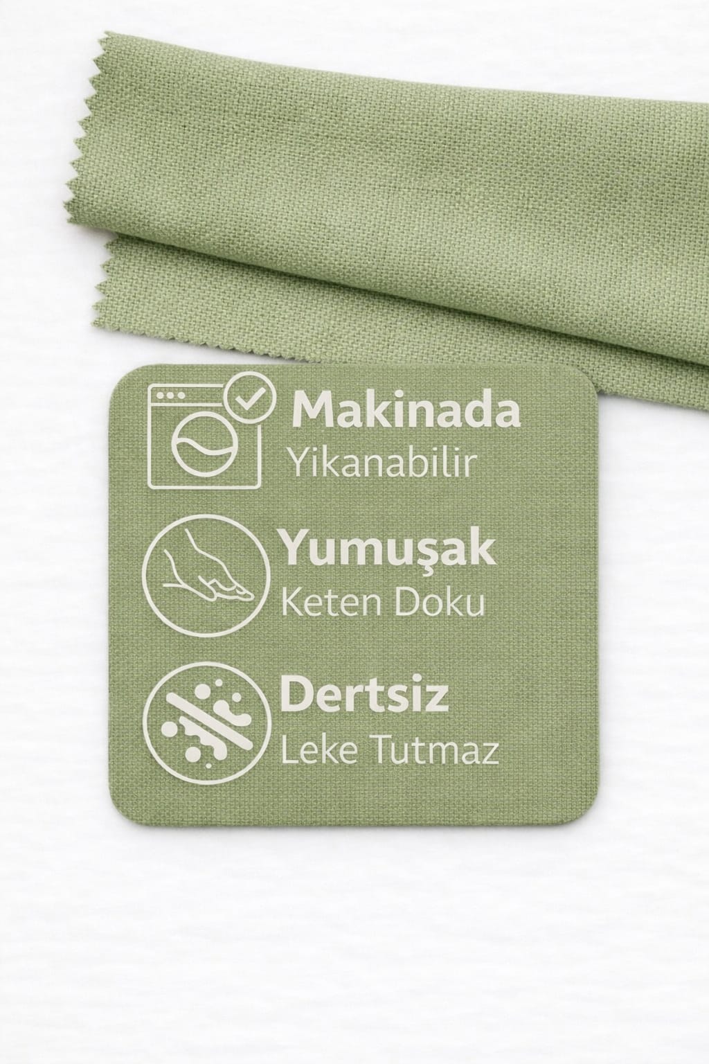 PerdeYap Su Yeşili Ada Fon Perde Tek Kanat 1/3 Sık Pile