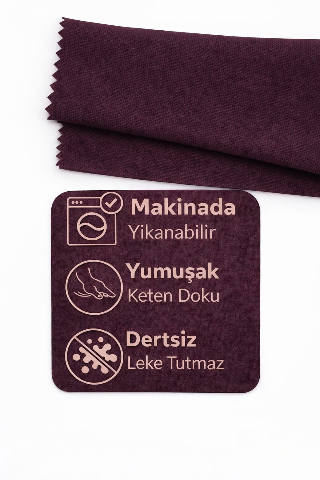 PerdeYap Koyu Mürdüm Ada Fon Perde Tek Kanat 1/3 Sık Pile