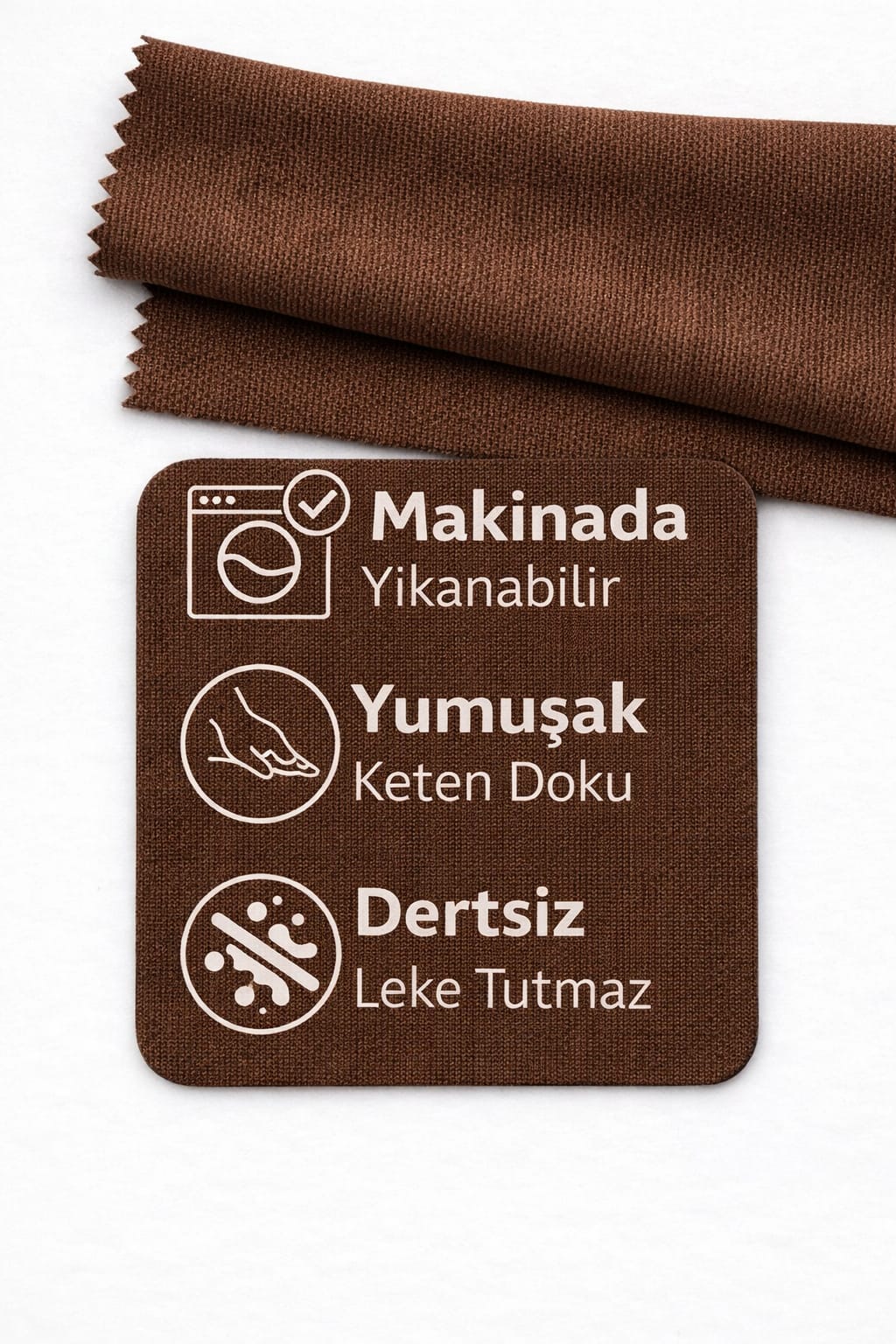 PerdeYap Koyu Kahverengi Ada Fon Perde Tek Kanat 1/3 Sık Pile