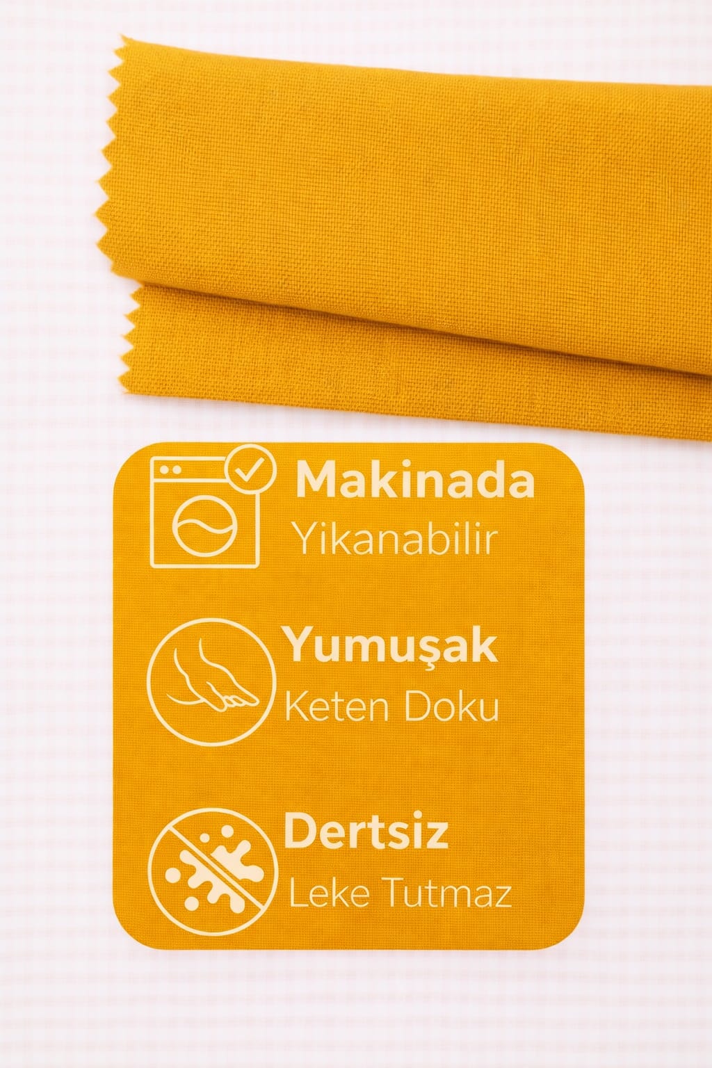 PerdeYap Hardal Rengi Ada Fon Perde Tek Kanat 1/3 Sık Pile