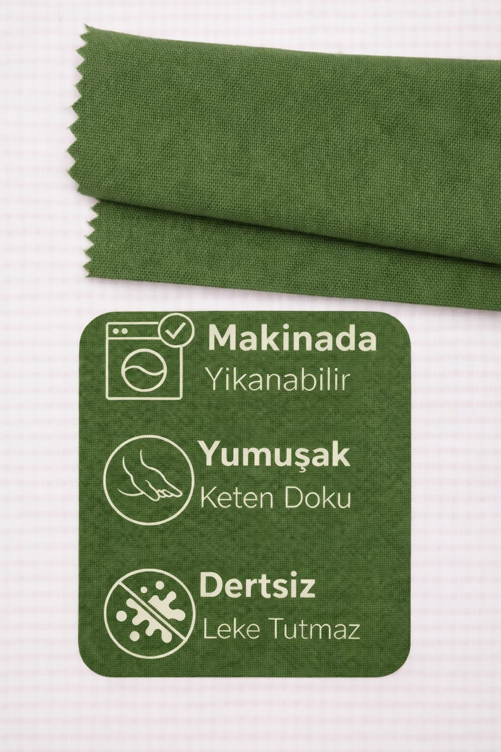 PerdeYap Çimen Yeşili Ada Fon Perde Tek Kanat 1/3 Sık Pile
