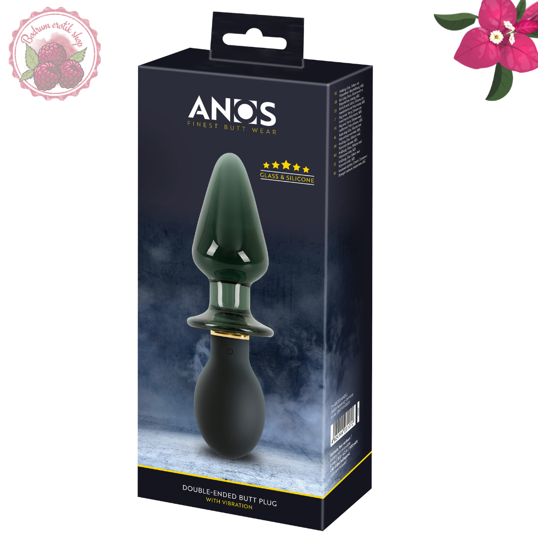 BOD-ALM-01 Titreşimli çift uçlu anal tıkaç,Bir tarafı yumuşak ipeksi silikon Diğer taraf tamamen camdan yapılmıştır. Tek tuşla 10 farklı titreşim modu.