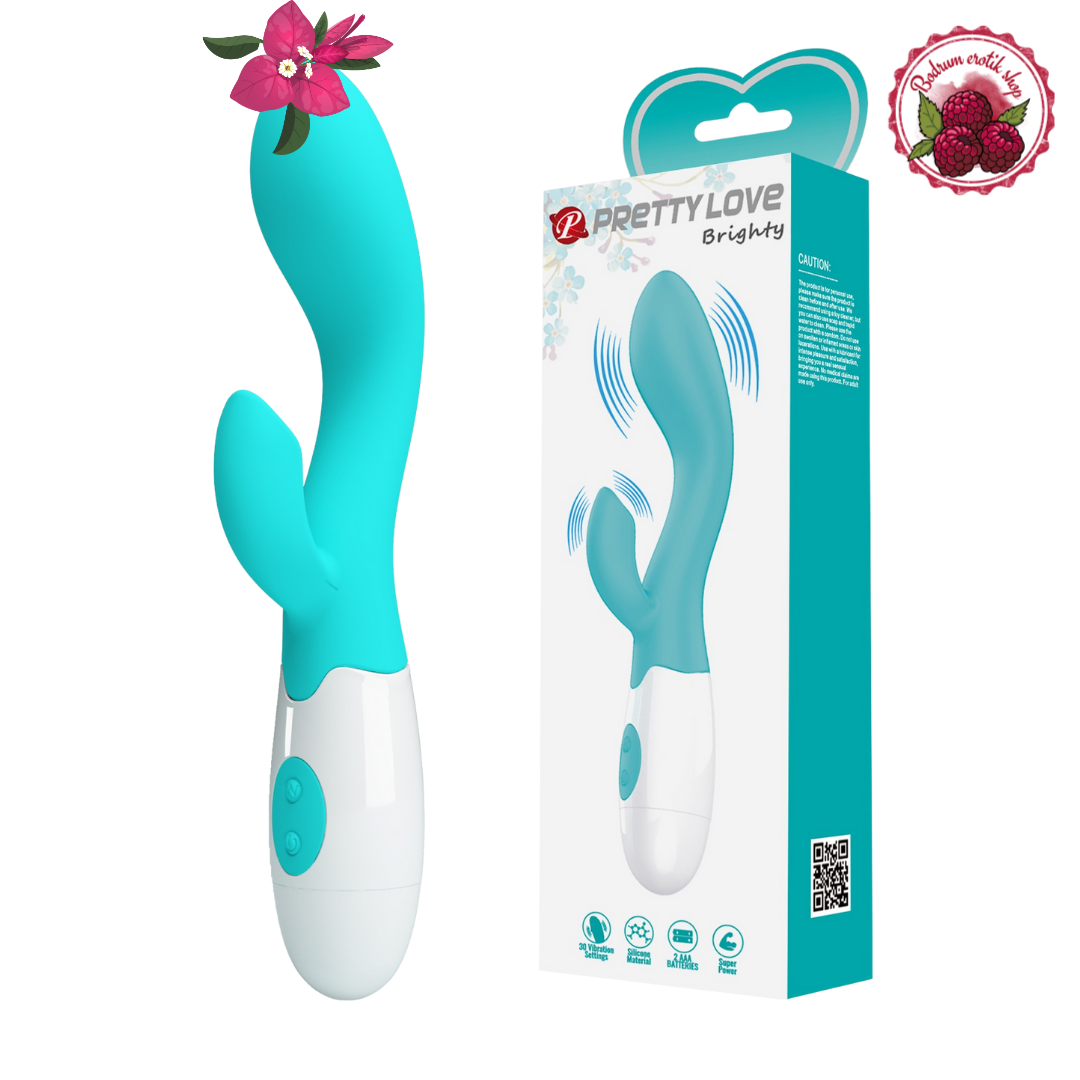 Tavşan Vibratör (Turkuaz) 30 Farklı Titreşim Moduyla Tpr (2) Motoru ile  Vajinal ve Klitoris Kullanımı için Uygundur