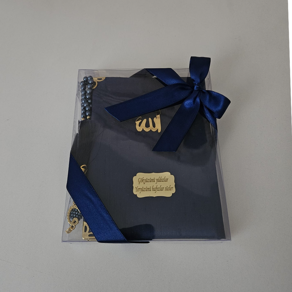 Lacivert Kurdeleli İpek Set